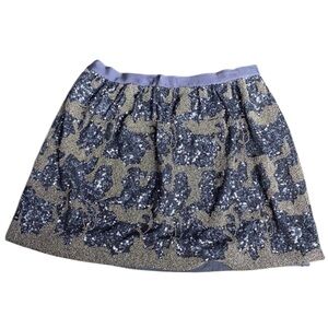 Club Monaco Beaded and Sequin Flapper Mini Skirt, Navy and Gold, Size 6